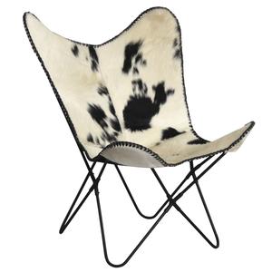 Photo MFA2950C : Black cow skin butterfly armchair