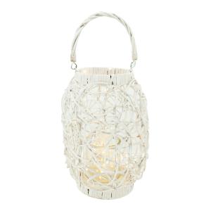 Photo DBO1630V : White lacquered willow lantern