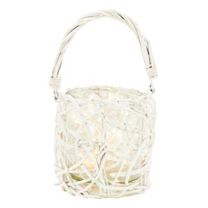 Photo DBO1650V : White lacquered willow lantern