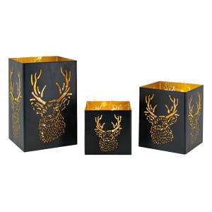 Photo DBO330S : Lacquered metal candle holders Deer