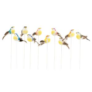 Photo DPI187S : Lot de 10 piques décoratifs oiseaux