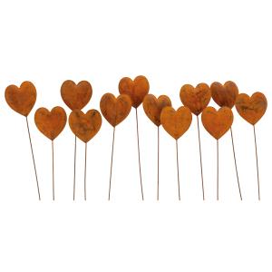 Photo DPI195S : Lot de 12 piques forme coeur en métal