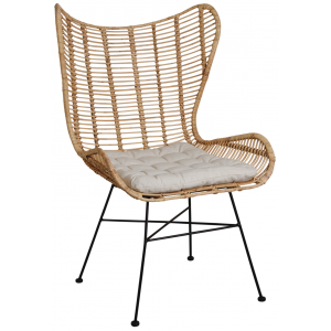 Photo MFA2640C : Natural rattan and metal armchair