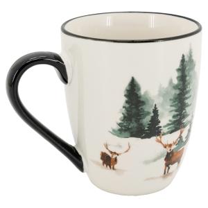 Photo TDI370S : Set of 6 mugs with deer and pine tree design