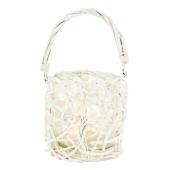 Photo DBO1650V : White lacquered willow lantern