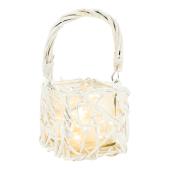 Photo DBO1660V : White lacquered willow lantern