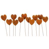 Photo DPI195S : Lot de 12 piques forme coeur en métal