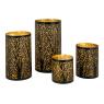 Black and gold cylindrical candle holders