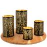 Black and gold cylindrical candle holders