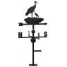 Wrought iron weather vane with stork design