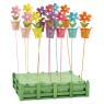 Lot de 12 piques décoratifs pots de fleurs