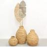 Set of 3 leaves in bamboo, seagrass and rattan