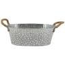 Oval metal basket with white spots