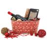 Red lacquered metal ovale basket - Holly design