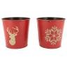 Stained red metal flower pot covers Deer or Snowflakes