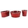 Red lacquered metal floral pot cover