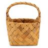 Round natural wood basket with handle