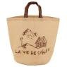 Log basket in natural jute